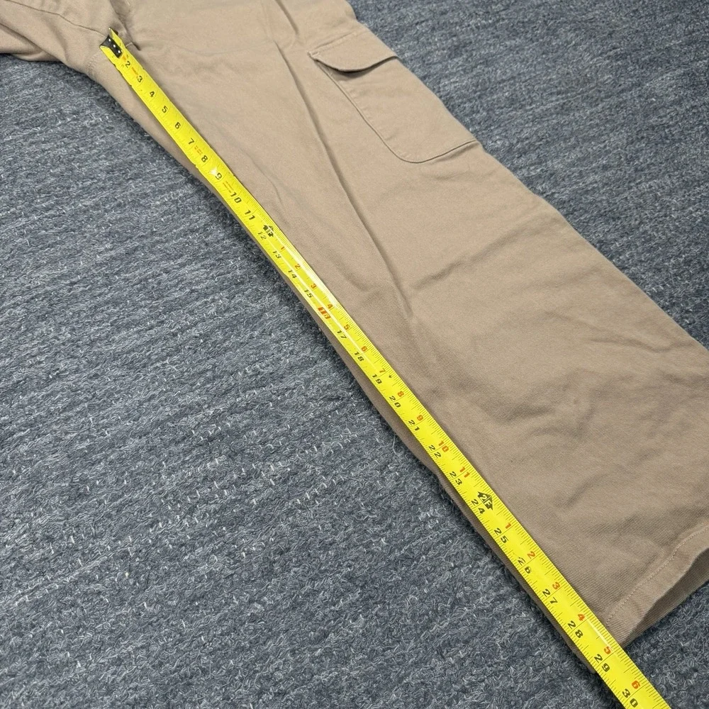 Quince Organic Stretch Cotton Twill Cargo Pants Women 12 Wide Leg Light Khaki